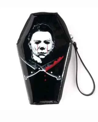 Michael Myers Cuchillos Cruzados Cremallera Alrededor Ataúd Mujeres Damas Chica Cartera Juegos con disfraces Foto 1 de 4