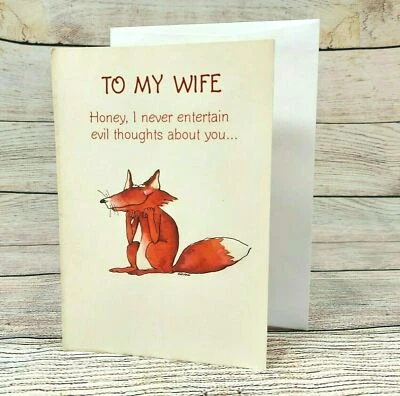 Anniversary Greeting Card To My Wife Couple Red Fox Humorous Card VTG Unused   - Image 1 of 4