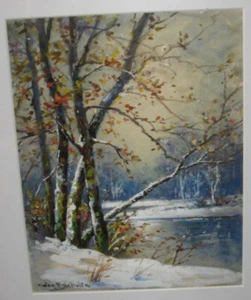 Original Gouache Gemälde gelistet Illinois Künstler 1869-1934, George f. Schultz #3 - Bild 1 von 5