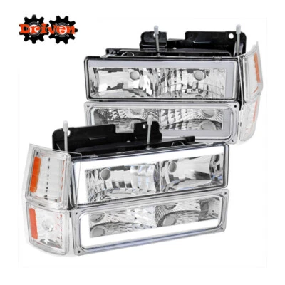 C10 Silverado Suburban Tahoe Headlights +Turn Signal +Corners Chrome DRL U Under - Image 1 of 2