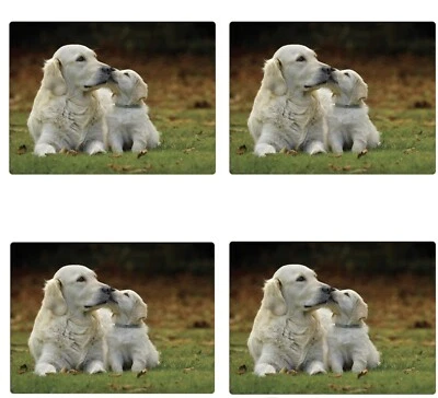 Set of 4 Placemats Golden Retrievers Dog 29cm Cork Dining Table Setting Mat Pack - Image 1 of 2