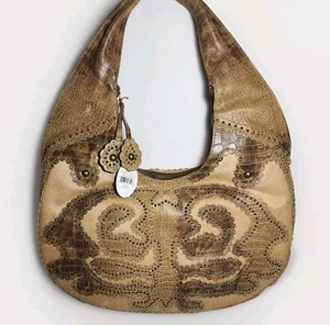 ISABELLA FIORE ALDIC RAQUE STUDDED LEATHER CALF HAIR SHOULDER BAG HOBO NWT$695 - Picture 1 of 24