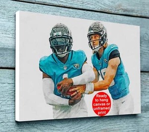 Trevor Lawrence und Travis Etienne Aquarell, Jacksonville Jaguars Kunst, Jackso - Bild 1 von 8