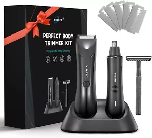 Electric Body Hair Trimmer - Waterproof Groin Hair Nose Hair Trimmer Beard Razor - Picture 1 of 10