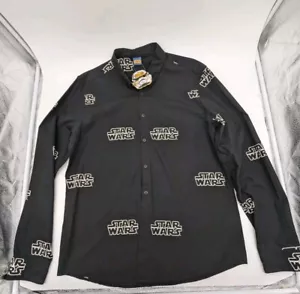 Camisa negra con botones de manga larga talla grande de ASOS x Star Wars - Imagen 1 de 4