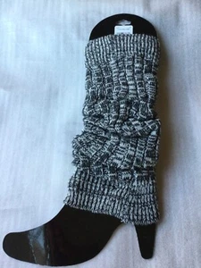 Textured Leg Warmers Grey/Black Marl Ribbed Cable Knit, One Size - Picture 1 of 6