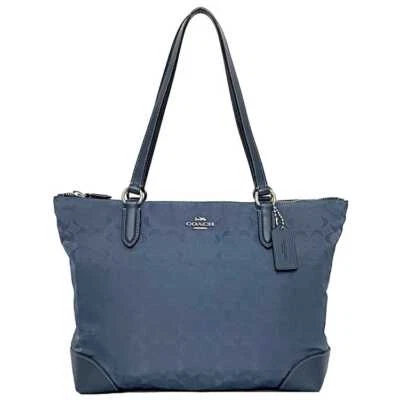 Bolso Tote Coach ec-21800 Gris Marino Firma F73184 Buen Estado Nylon Cuero Foto 1 de 4