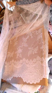 Vintage White Scalloped Lace curtain Fabric 1 y x 58/60" w- 8 yards available - Picture 1 of 6