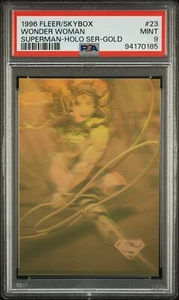 1996 DC Fleer/Skybox Superman Holo Series Wonder Woman #23 Gold PSA 9 - Picture 1 of 2