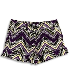 New York & Co Shorts Womens 6 Purple Yellow Retro Geometric Pockets Stretch 30x4 - Picture 1 of 8