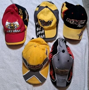 5 Ski-Doo Team Racing Hat Mens Black Yellow Bees Flames Sno Gear Motorcross - Picture 1 of 10