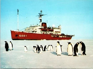 POSTAL - Rompehielos Japonés Nichimo, Antártida - Saludo Pingüinos - Imagen 1 de 2