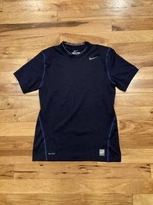 NIKE DRI FIT PRO COMBAT FITTED FOOTBALL BLUE JERSEY STRETCH T-SHIRT MENS MEDIUM - Picture 1 of 12