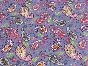 Fabric Flamingo Fantastico Paisley on Blue QUILT TREASURES Cotton 1/4 yard 7386 - Picture 1 of 6