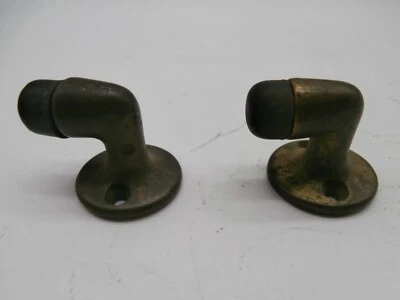 Antiguo tope de puerta de latón con cuello de cisne, montaje en piso Foto 1 de 4