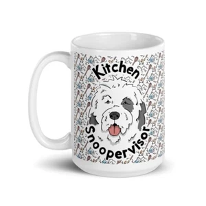 Antigua taza inglesa de perro pastor cocina fisgón supervisor 15 oz divertida taza retrato de mascotas - Imagen 1 de 22