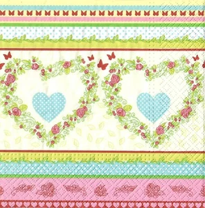 4 x Single Paper Napkins for Decoupage Craft Table/ Folklore Heart Flowers 72 - Picture 1 of 2