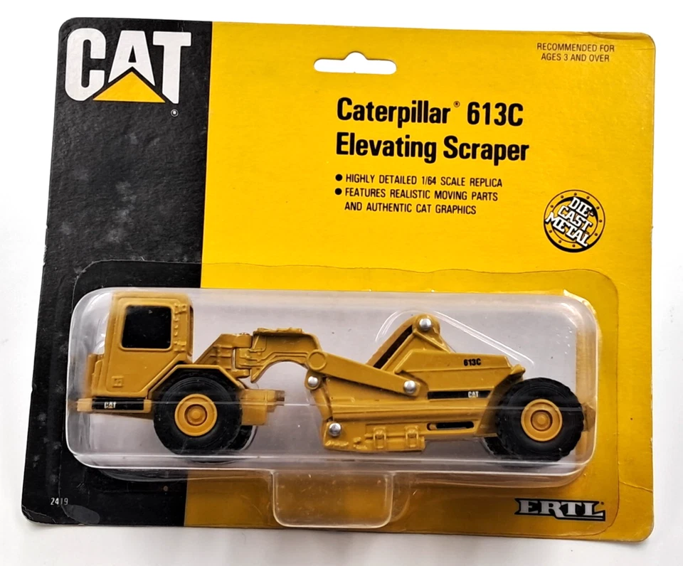 Ertl Caterpillar 613c Elevating Scraper Die Cast 1995