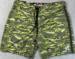 Hurley Phantom Boardshorts Mens Size 36 Swim Trunks Tiger Stripe Green Surf Flaw - Picture 1 of 11