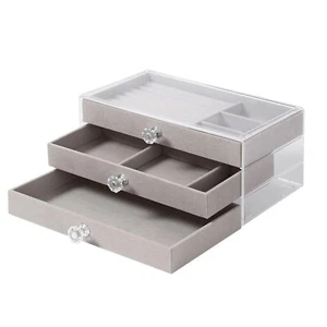 Acrylic jewelry organizer storage Box 3 Drawers,drawer organizer and makeup o... - Picture 1 of 9