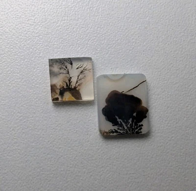 2pcs Natural Scenic agate square Shape - Image 1 of 3