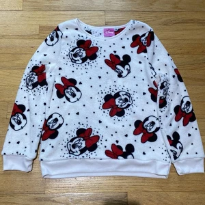 Disney Minnie Mouse Girls Fuzzy Fleece Cozy Pullover Sweatshirt- Girls Large - Picture 1 of 5