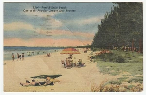 Vintage Postkarte Pass-A-Grille Beach Golfküste Florida 1952 Leinenkarte - Bild 1 von 2