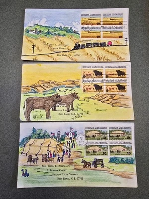 1974 Set of 3 FDCs - Scott# 1504-06 - Rural America cachet Kate Hayden original - Image 1 of 3