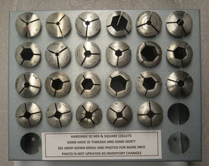 5C HEX AND SQUARE COLLETS - GOOD CONDITION MADE BY HARDINGE & OTHERS - RACK 1 - Picture 1 of 19