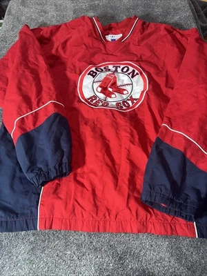 Boston Red Soxs Sweater Mens Large Red Blue Pullover MLB Baseball Side Zipper - Image 1 of 4