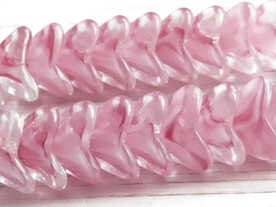 8 - 12x10mm CHECO CLARO ROSA BLANCO JASPEADO 3 PÉTALOS CAMPANA TROMPETA CUENTAS DE FLORES Foto 1 de 3