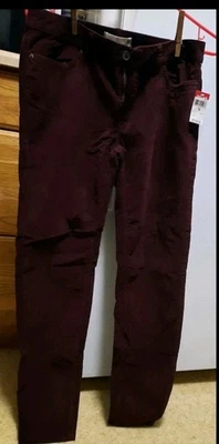 Route 66 Burgundy Women Corduroy Stretch Pants Missy26 Skinny Rise 8" Inseam 29" - Image 1 of 4