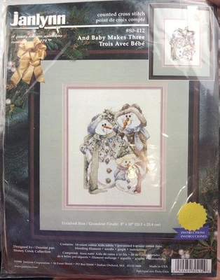 Janlynn And Baby Makes Three Counted Cross Stitch kit New Snowman 1998 - Image 1 of 4