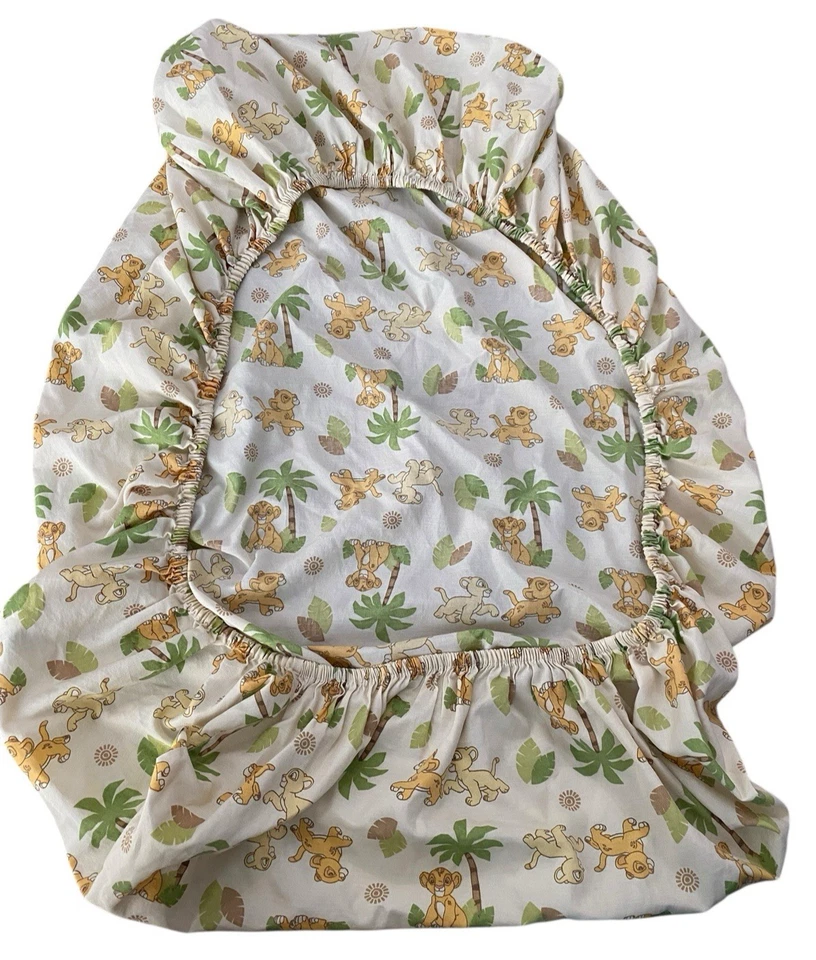 Sábana Cuna Ajustable Bebé Rey León De Colección Disney Simba Palmeras Años 90 LEER Foto 1 de 4