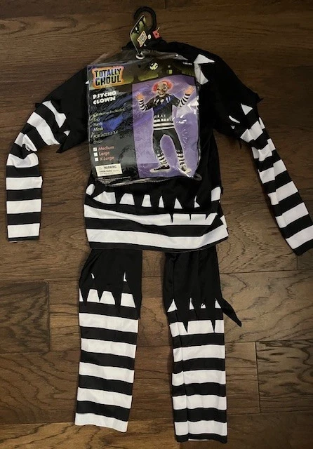 NOVO!~Totally Ghoul~Fato de Halloween palhaço psicopata infantil~Tamanho médio~Idades 8-14 - Imagem 1 de 1