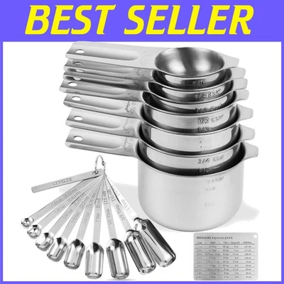 Complete Stainless Steel Measuring Cups & Spoons: Precision Kitchen Essentials - Image 1 of 4