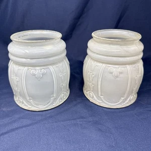 Antik Vintage Satin geprägtes Glas Lampe Beleuchtung Schirm 3 1/4" Monteur Größe SET - Bild 1 von 18