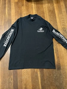 Vintage Winchester Ammunition Rifles Shirt XL Y2K Anvil Tag Black Turtle Neck - Picture 1 of 10
