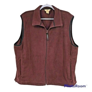 Woolrich Mens Fleece Vest Size XL Full Zip Sleeveless Pockets Cinch Mulberry  - Picture 1 of 7