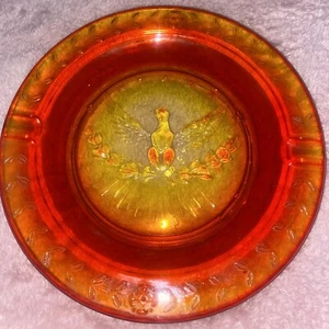L E Smith Glass HERITAGE Amberina American Eagle and Stars Cigar Ashtray 9 1/4" - Picture 1 of 8