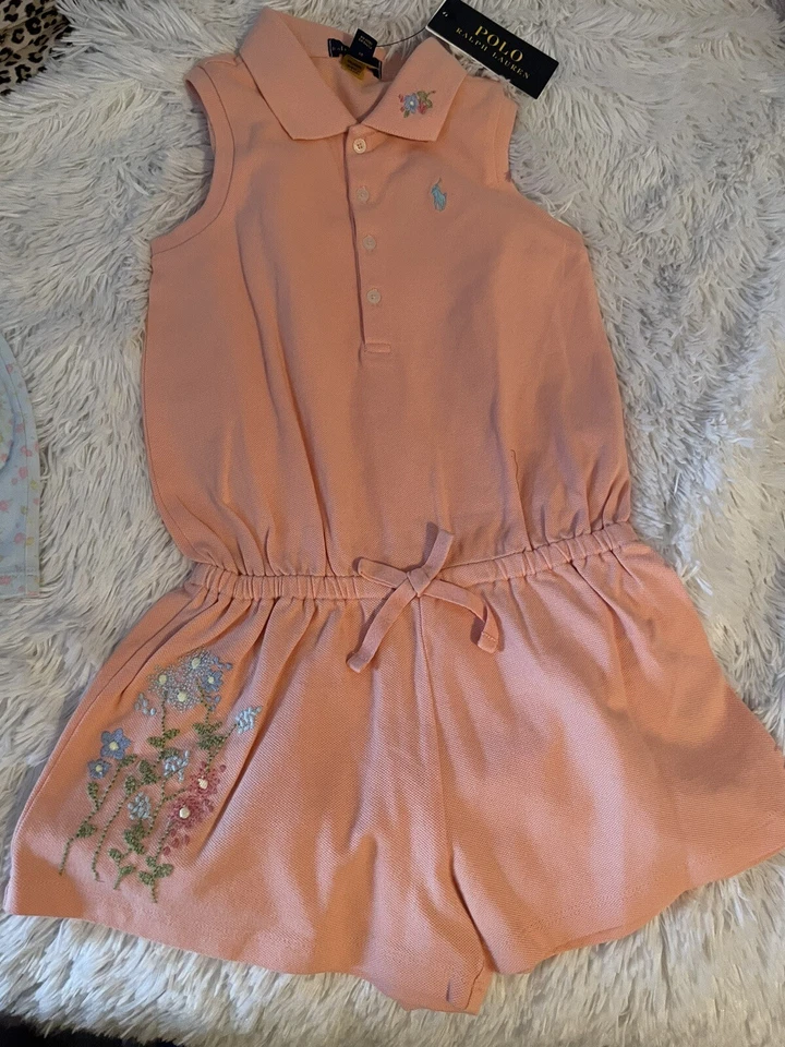 NUEVO RALPH LAUREN Algodón Bordado Mameluco Talla 5 Foto 1 de 1