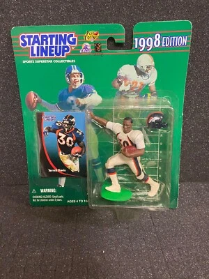 Figura de acción Kenner 1998 alineación inicial Terrell Davis NFL con tarjeta Broncos Foto 1 de 2