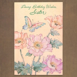 Tarjeta de colección American Greetings LOVING BIRTHDAY WISH SISTER, mariposa sin usar - Imagen 1 de 6