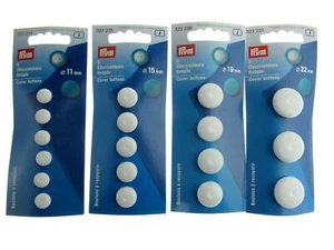 Round Plastic Self Cover Buttons Prym Hang Sell Cards -11mm / 15mm / 19mm / 22mm - Picture 1 of 19