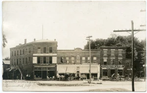 RPPC NY Hannibal Store Fronts Vehículos tirados por caballos Condado de Oswego - Imagen 1 de 2