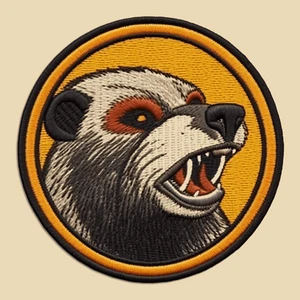 Honey Badger Patch Iron-on Applique Clothing Backpack - Wild Animal Badge Nature - Picture 1 of 14