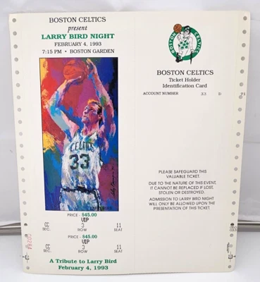 Larry Bird Celtics Night 1993 boleto de temporada completo sin cortar - Magic - original como nuevo Foto 1 de 2