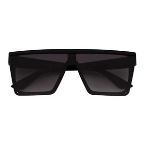 LAZER - Modern Flat Top Rimless Rectangle Sunglasses Soft Matte Black Lavender - Picture 1 of 10