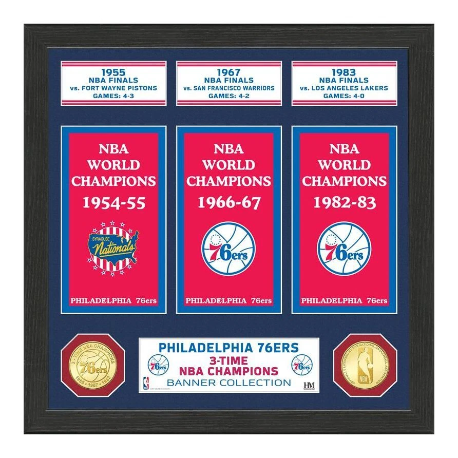 The Highland Mint ~ Philadelphia 76ers "Banner" moneda de bronce foto como nueva ~ 13"x13" Foto 1 de 1