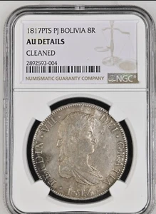 1817 Bolivia 8 Reales NGC AU Cleaned - Picture 1 of 2
